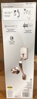 Castle Satin Nickel Entrance Door Handleset with Hartford Interior Knob